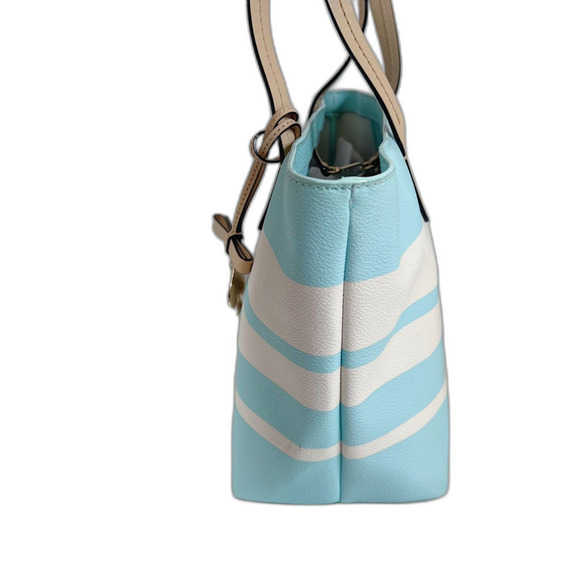 Kate Spade Hawthorne Lane Grace Blue White Striped Leather Tote Bag Shoulder Bag - Picture 3 of 10